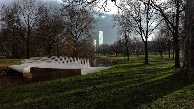 Impression of biobased bridge in Dommel landscape