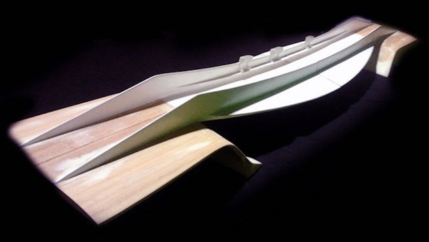 Architectural model of biobased bridge concept by RO&AD architecten