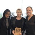 Ferreira (R) with Shivani Naidoo from Vodacom’s digital retail marketing and Alicia Kruger from Vodacom’s digital brand marketing, with their #Creative award from Twitter for the Summer 2015 Flock to Unlock campaign.