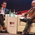 Tigo Tanzania General Manager, Diego Gutierrez (left), at the Global System Mobile Association (GSMA) Mobile 360-Africa Conference, Tanzania; with discussion moderator, Bradley Shaw, founder, Continuum Consulting. Credit: Tigo.