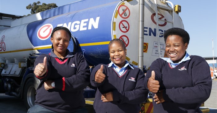 Engen women drivers at Langlaagte Depot: Palesa Modiselle, Tebogo Sekowe and Nomagugu Dlamini