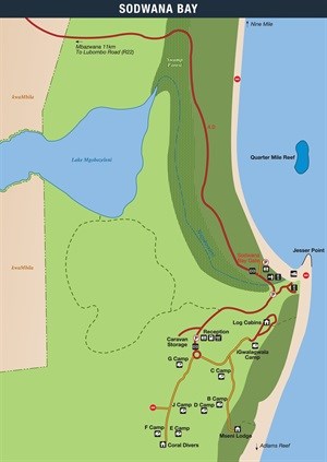 Map of iSimangaliso Wetland Park - Sodwana Bay
