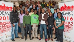 Demo Africa 2016 Finalists with mentor Stephen Ozoigbo.