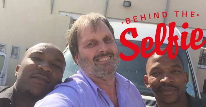 Glenn van Eck with two of his crew at Magnetic Storm, Bongani Nunwna and Mbulelo Skaka.