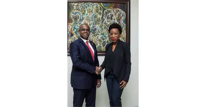 Gbenga Shobo, Deputy Managing Director, First Bank of Nigeria Ltd (left) and Ebi Atawodi, General Manager for Uber in Nigeria.