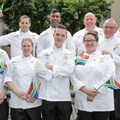 South African Senior National Culinary Team: Back row: Henrico Grobbelaar, Dion Vengatass, Trevor Boyd, Heinz Brunner. Front row: Blake Anderson, Kirstin Hellemann, Arno Ralph, Minette Smith.