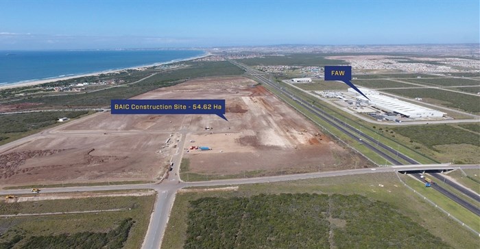 Ariel view of the earmarked BAIC site that has been cleared and is ready for construction to start. Construction on the site is planned to start in earnest late this year early next year.