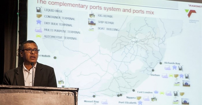 Ricky Bhikraj addressing delegates at the African Ports Evolution conference.