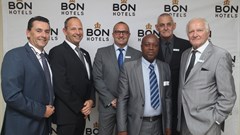 BON Hotels International West Africa Directors and Management Bernard Cassar, Grant Gillis, Guy Stehlik, Paul Umoh, Pieter Bekker and Otto Stehlik at BON Hotel Stratton Asokoro.