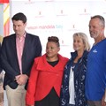 L-R: Executive Director of Economic Development Tourism and Agriculture, Anele Qaba; MMC of Economic Development Tourism and Agriculture, Cllr Andrew Whitfield; NMBT CEO, Mandlakazi Skefile, Owners of The Stampede and Lochhead and owner of The Blue Pearl, Maclean.