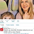 Emirates Twitter Page Leveraging off Jennifer Aniston brand association