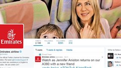 Emirates Twitter Page Leveraging off Jennifer Aniston brand association