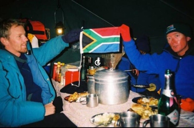 Patrick Conroy (left) and Ian Woodall after the successful ascent.