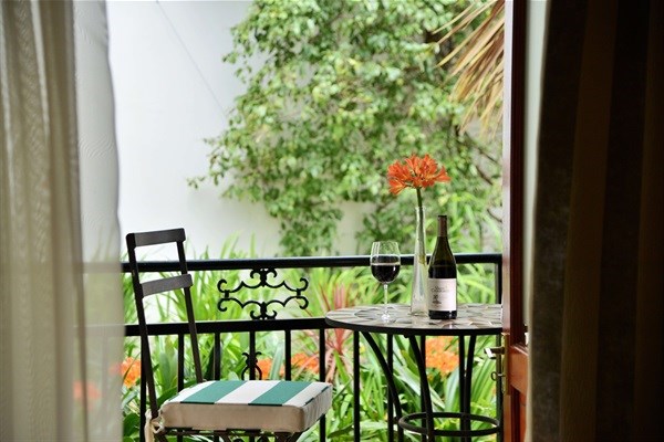 One of the private patios at Val du Charron.