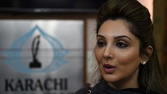 Zahraa Saifullah, editor and publisher of Grazia magazine's Pakistan edition, speaks at a press conference in Karachi on February 6, 2017 ()