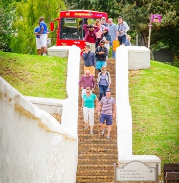 Visitors arriving via City Sightseeing bus