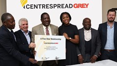 (L-R): Kamal Ogundeji, director, Centrespread Grey; Peter Jackson, CEO Grey Africa Network; Kola Ayanwale, CEO, Centrespread Grey; Tola Obi, COO, Centrespread Grey; Dele Odugbemi, Africa regional coordinator Grey Africa Network; Marc Lax, client service director Grey Africa Network.