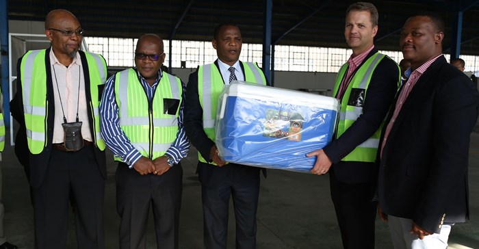 L to R: Eastern Cape Development Corporation Board chairperson Nhlanganiso Dladla, Buffalo City Metro Executive Mayor Xola Phakathi, MEC for economic development, environmental affairs and tourism Sakhumzi Somyo, Massmart group supplier development manager Von Stander and Ikusasa Green MD Thami Gxowa.
