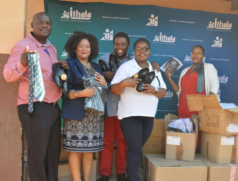 Sbongakonke Ndlovu, Ithala Branch Manager Stanger; Sitandiwe Dimba, Ithala CSI; Richard Mpanza, Chairman of the School Governing Body; Sphumele Biyela, Educator; and Lindiwe Gumede, Ithala Adviser Stanger