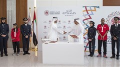 His Excellency Mohamad Mubarak Al Mazrouei, Chairman of the Etihad Aviation Group board (left) and His Excellency Mohamad Abdulla Al Junaibi, Chairman of the Higher Committee of the Special Olympics World Summer Games