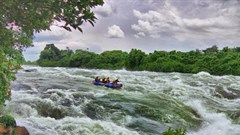 White water rafting on the Nile River at Wildwaters Lodge, Uganda