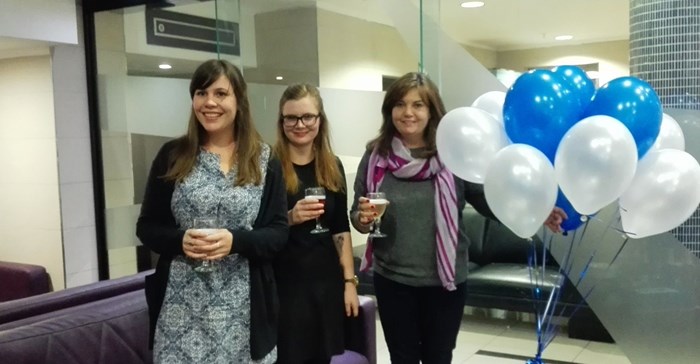 Cinemark Young Lions' winners, Amri Botha and Carina Coetzee with Lynne Wylie (Head of Marketing at Ster-Kinekor)