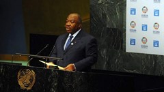 President of the Republic of Gabon Ali Bongo Ondimba, announces the creation of 20 marine protected areas during his speech at the headquarters of the United Nations