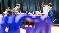 Journalists inside the G20 media centre in Hamburg.
Image: