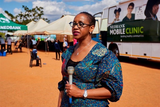 Lindiwe Temba, Nedbank executive head of corporate social investment, at the launch of the Schools Healthy Lifestyle Programme at Saphinda Primary School.