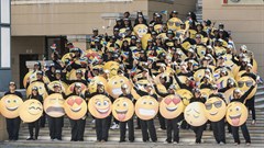 South African emoji fans at Mandela Square in Sandton