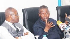 Minister of state for petroleum resources, Dr Ibe Kachikwu and president of Dangote Industrie Limited, Aliko Dangote.