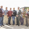 From Left to Right: Johan Weideman (Namaqua Wines), Danie van Tonder (Lyngrove Wines), Beyers Truter (Pinotage Association), Debbie Thompson (Simonsig), Johan van der Watt (Absa), Reino Thiart (Idiom), Abraham van Heerden (Windmeul)