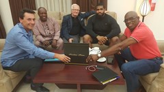 From left to right: Bernard Cassar, Paul Umoh, Otto Stehlik, Kenny Mwandu, Emeka Nwandu - BON Hotel Sunshine Enugu