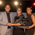 Fatima Vawda, founder of 27four Investment Managers, receiving the Comair Outstanding Woman in Business Award. Image by Julian Cole.