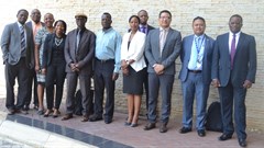 From left to right: Bentry Chaura, acting director, SADC, Tawanda Gotosa, technical advisor, SADC, Deborah Kahatano, senior programme officer, SADC, Lily Rakorong, chairperson, RETOSA, Sem Shikongo, former Chairman, RETOSA, Moses Chakanga, technical advisor, RETOSA, Tebogo Oletile, public relations and marketing manager, HATAB, Kenneth Racombo, Acting Ceo of RETOSA, Andoniaina Andriamiandrisoa, Programme Officer, SADC and Simba Mandinyenya, Executive, RETOSA.