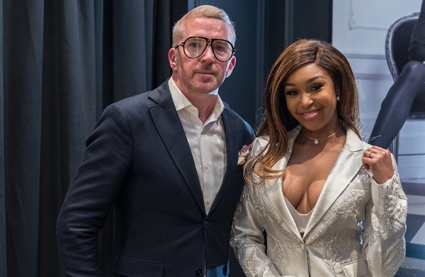 Warrick Gautier and Minnie Dlamini at the Sandton City store launch.