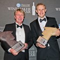 Diners Club 2017 Winemaker of the Year Christiaan Groenewald (Eagle's Cliff Wines) and Young Winemaker of the Year Wade Roger-Lund (Jordan Estate) with their trophies.