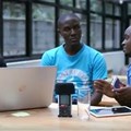 Kenyan technology bloggers Emmanuel Chenze, Kaluka Wanjala, and Nixon Kanali during one of the 24BIT episodes at Legibra offices.