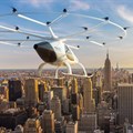 Rendering of the Volocopter flying taxi in action