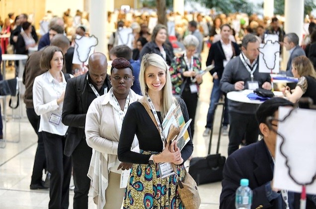 Exhibitors lines up to meet with Buyers from all over the world for a Speed Networking session today. (Image Supplied)