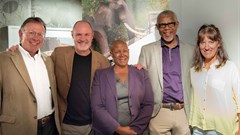 Director-General for the Department of Environmental Affairs, Nosipho Jezile-Ngcaba with the Fund's CEO Paul Zille, Chairman Mavuso Msimang and board members David Frost and Yolan Friedmann at the launch on 2 May 2018 in Johannesburg.