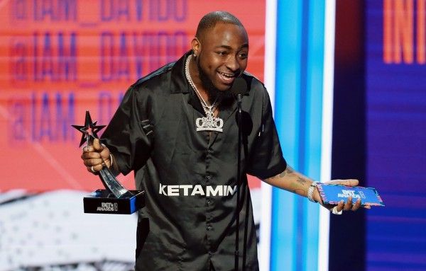 Davido accepts The Best International Act Award onstage at the 2018 BET Awards at Microsoft Theater on June 24, 2018 in Los Angeles, California. Photo: Leon Bennett / Getty Images North America / AFP