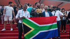 Team TBWA\Hunt\Lascaris with their Gold Lion at Cannes Lions 2018.