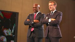President of the French Republic, Emmanuel Macron and founder, Tony Elumelu Foundation and chairman of UBA Group, Tony O. Elumelu.