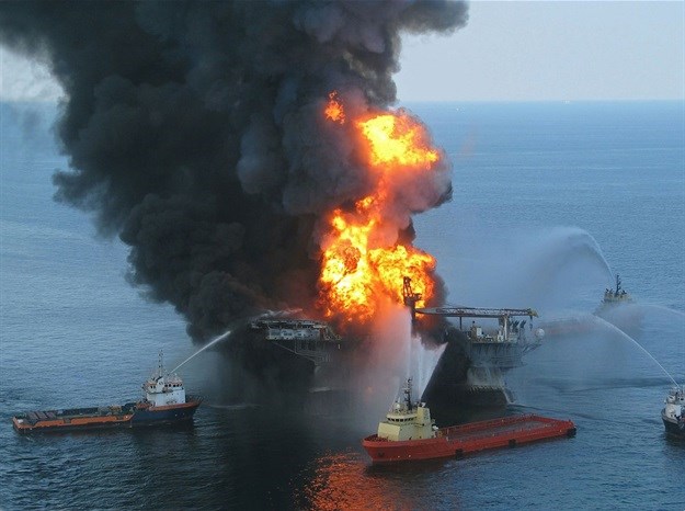 Deepwater Horizon fire. By US Coast Guard,
