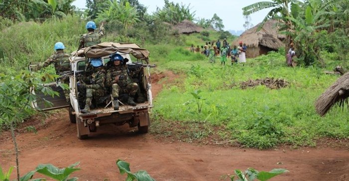 The United Nations Stabilisation Mission in the Democratic Republic of the Congo conducts a patrol in the Ituri Province. UN Photo/Michael Ali.