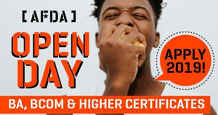 Thinking about studying at AFDA? Don't miss our open day 13 October 2018