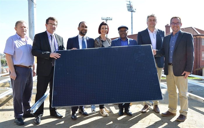 L to R: Prof. Herman Vermaak, dean of the Faculty of Engineering and Information Technology; Prof. Henk de Jager, vice-chancellor and principal of CUT; Dr Gary Paul, deputy vice-Chancellor: Resources and Operations; Prof. Hesta Friedrich-Nel, assistant dean of Teaching and Learning in the Faculty of Health and Environmental Sciences; Prof. Alfred Ngowi, deputy vice-chancellor: Research, Innovation and Engagement; Martin Walzer, project manager: technical at Karah Assets and Cobus Vermeulen, managing director at Karah Assets.