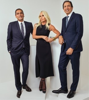 Left to right: Jonathan Akeroyd, Donatella Versace, John Idol. Credit: Rahi Rezvani