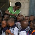 Nigerian children receiving the polio vaccine in Lagos. EPA